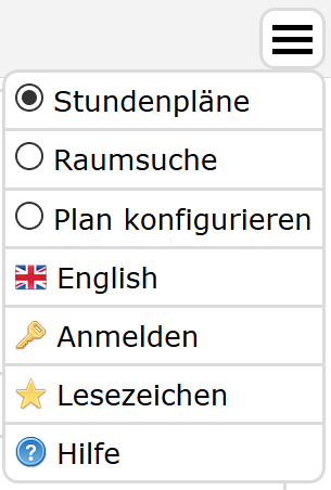 Zusammengefasstes Menü auf schmalen Displays